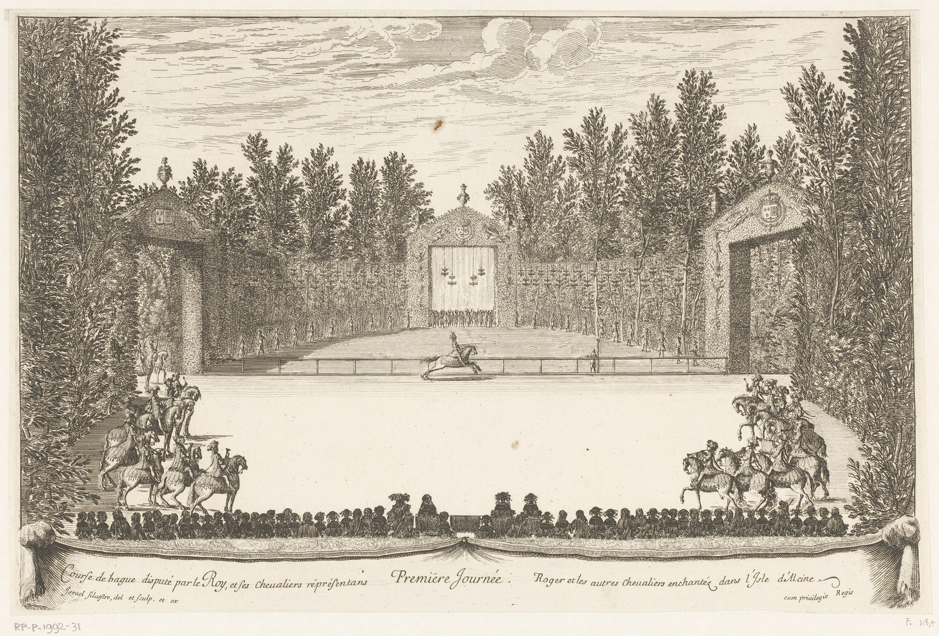 Koning Lodewijk XIV aan het ringsteken tijdens de feestelijkheden op Versailles by Israel Silvestre