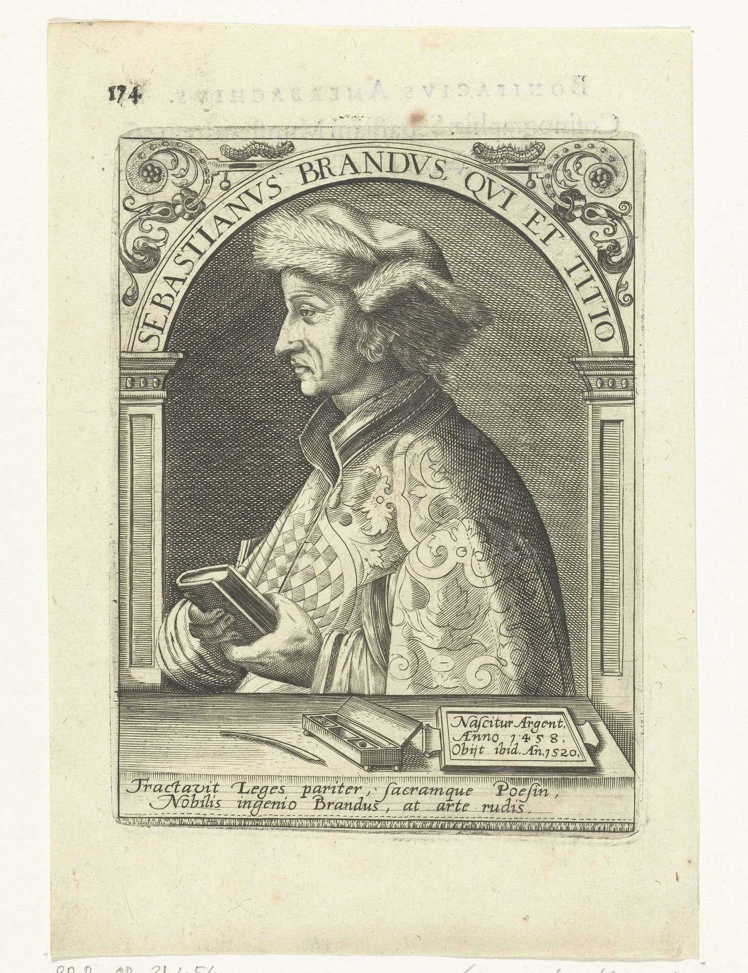 Portret van Sebastian Brant by Cornelis Galle I