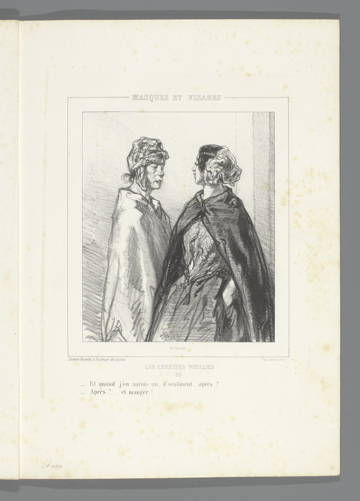 Oude vrouw geeft jonge vrouw advies by Paul Gavarni
