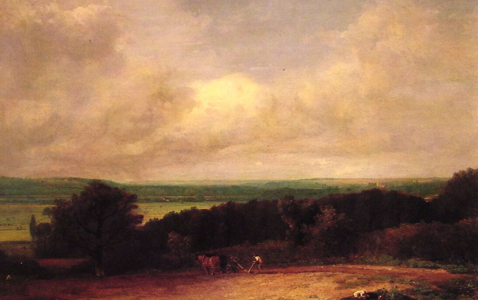Landscape Ploughing Scene In Suffolk by John Constable