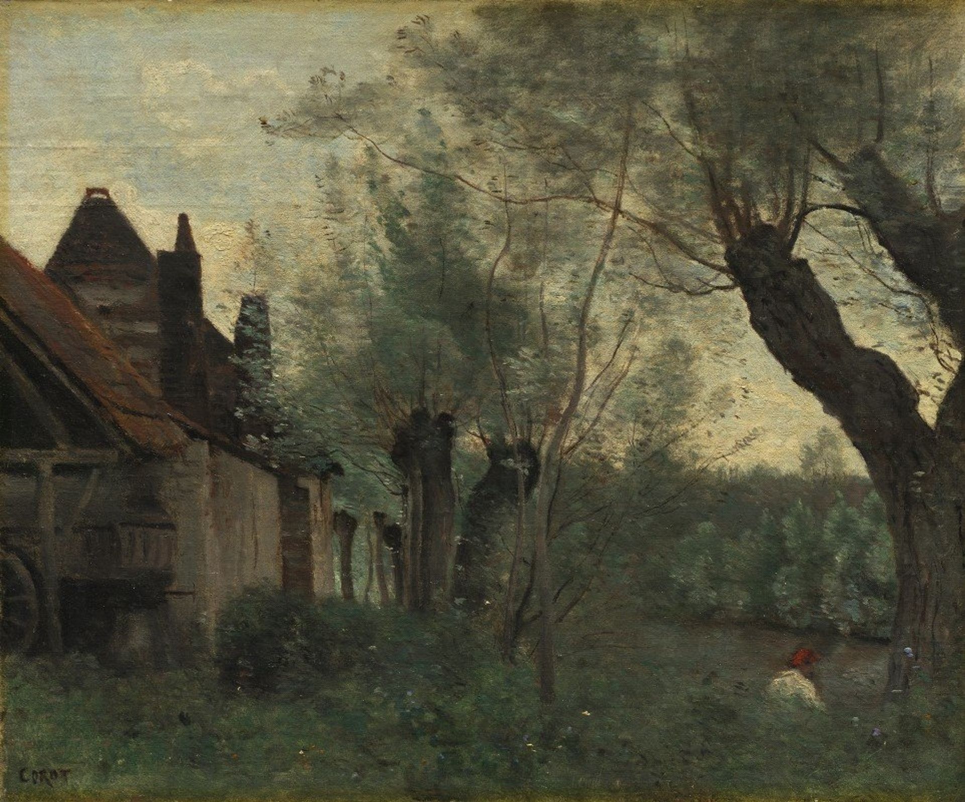 Willows and Farmhouse at Sainte-Catherine-lès-Arras by Camille Corot