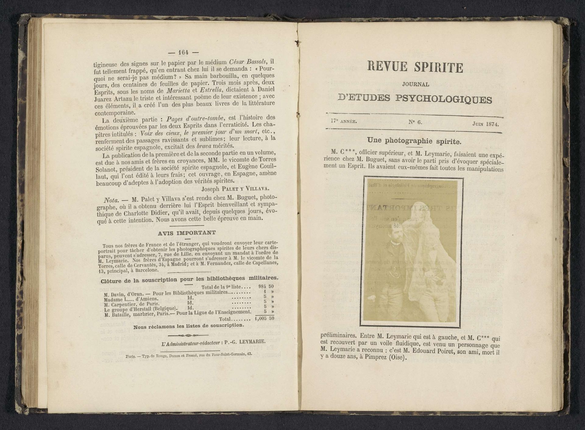 Portret van Pierre-Gattan Leymarie, een onbekende man en de geest van Edouard Poiret by Édouard Isidore Buguet