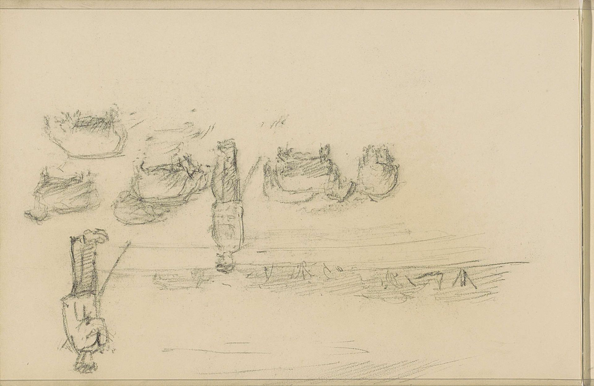 Herder met een schaapskudde in een weiland by Jozef Israëls