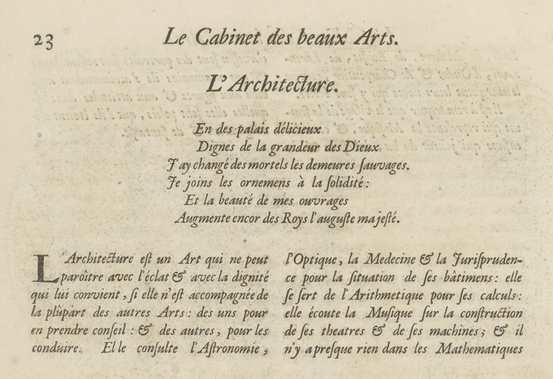 Tekstblad met verklaring van de prent over Architectuur, p. 23 by Charles Perrault