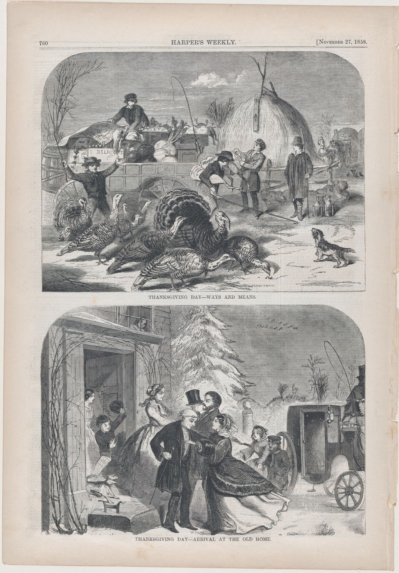 Thanksgiving Day – Ways and Means (from "Harper's Weekly," Vol. II) by Winslow Homer