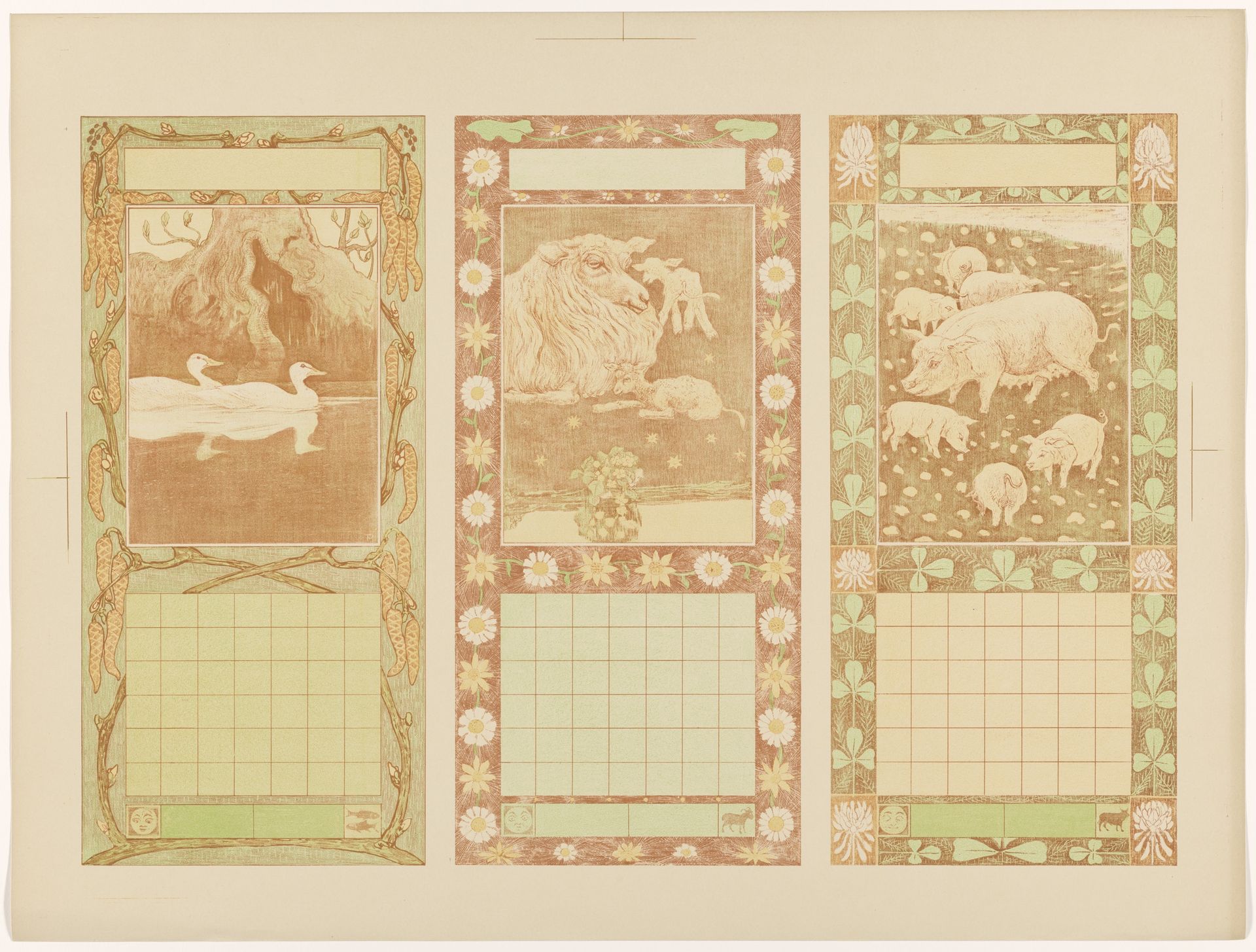 Kalenders voor februari, maart en april 1904 by Theo van Hoytema