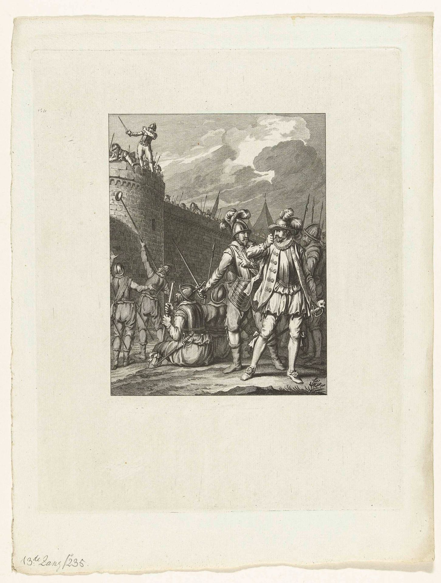 Leidenaren weigeren het door de Spanjaarden aangeboden brood, 1574 by Theodoor Koning