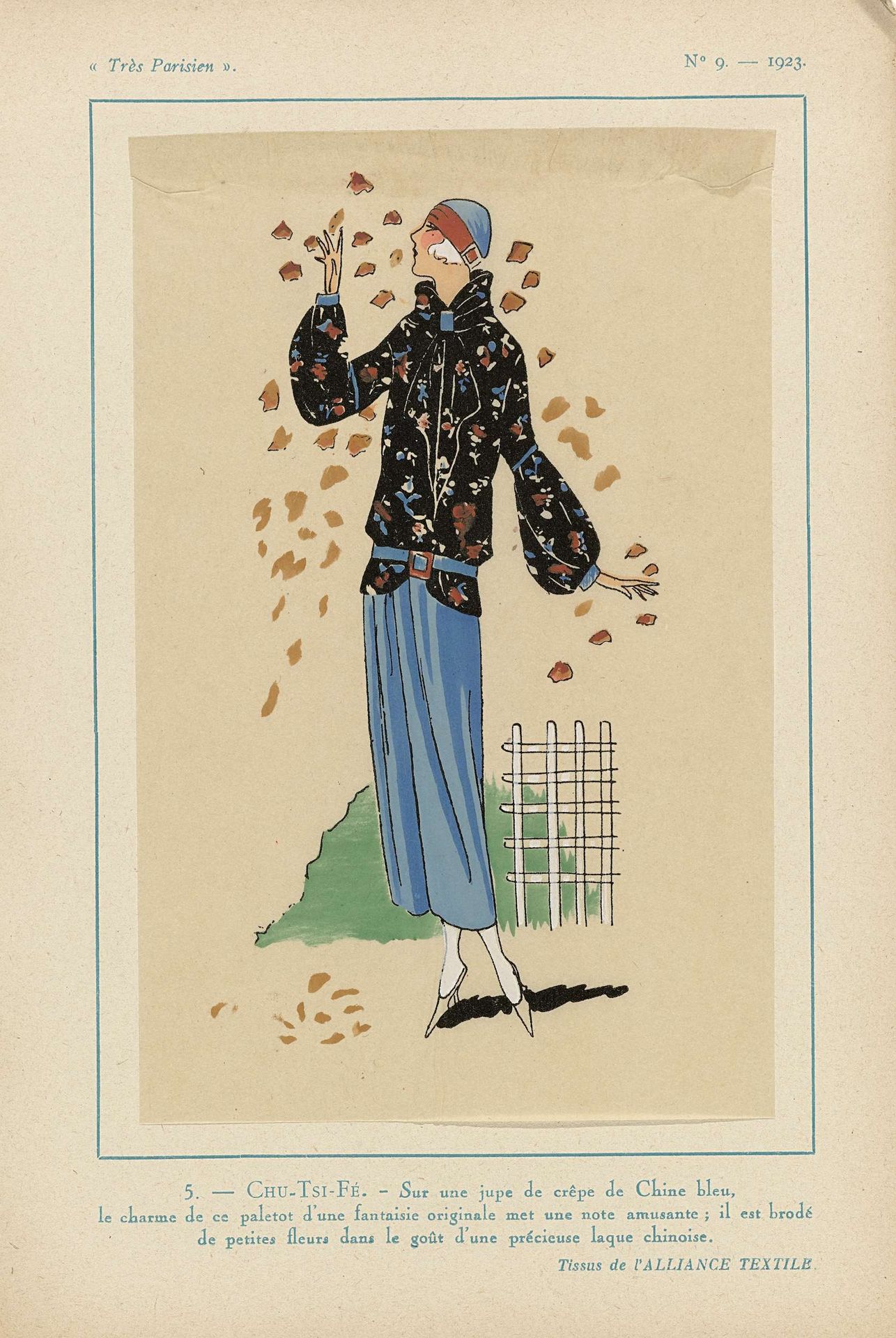 Très Parisien, 1923, No 9: 5. - CHU-TSI-FÉ. - Sur une jupe de crêpe de Chine... by Anonymous
