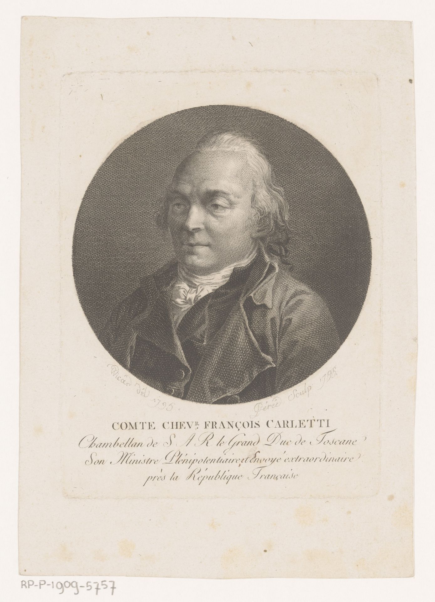 Portret van François Carletti by Jacques Louis Pérée