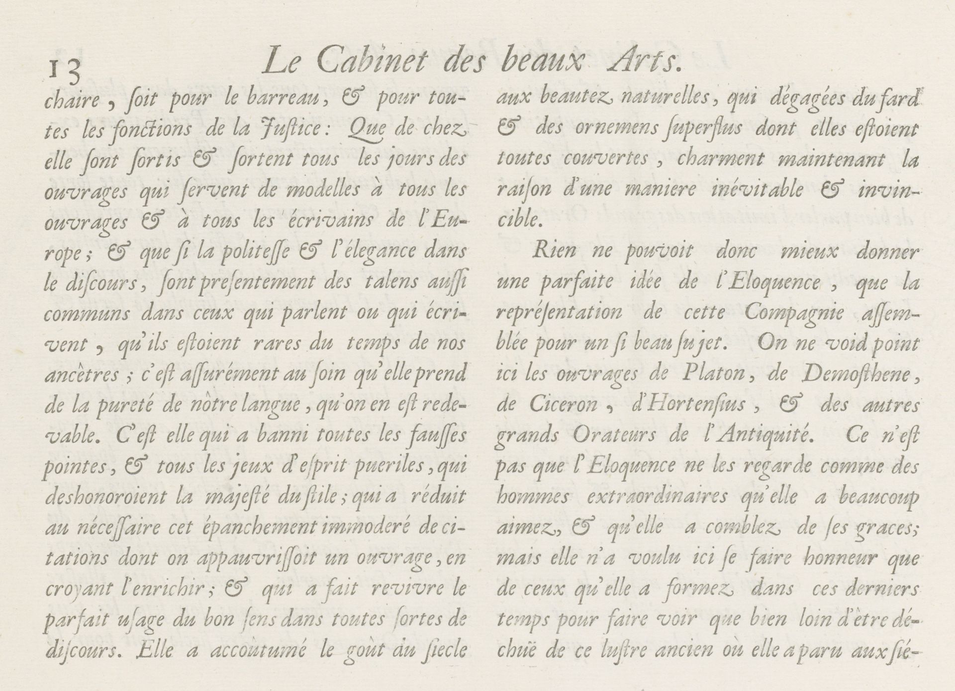 Tekstblad met verklaring van de prent over Welsprekendheid, p. 13 by Charles Perrault
