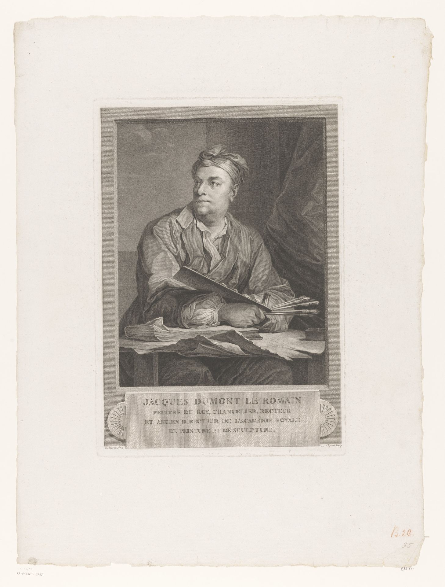 Portret van Jacques Dumont le Romain by Jean Jacques Flipart