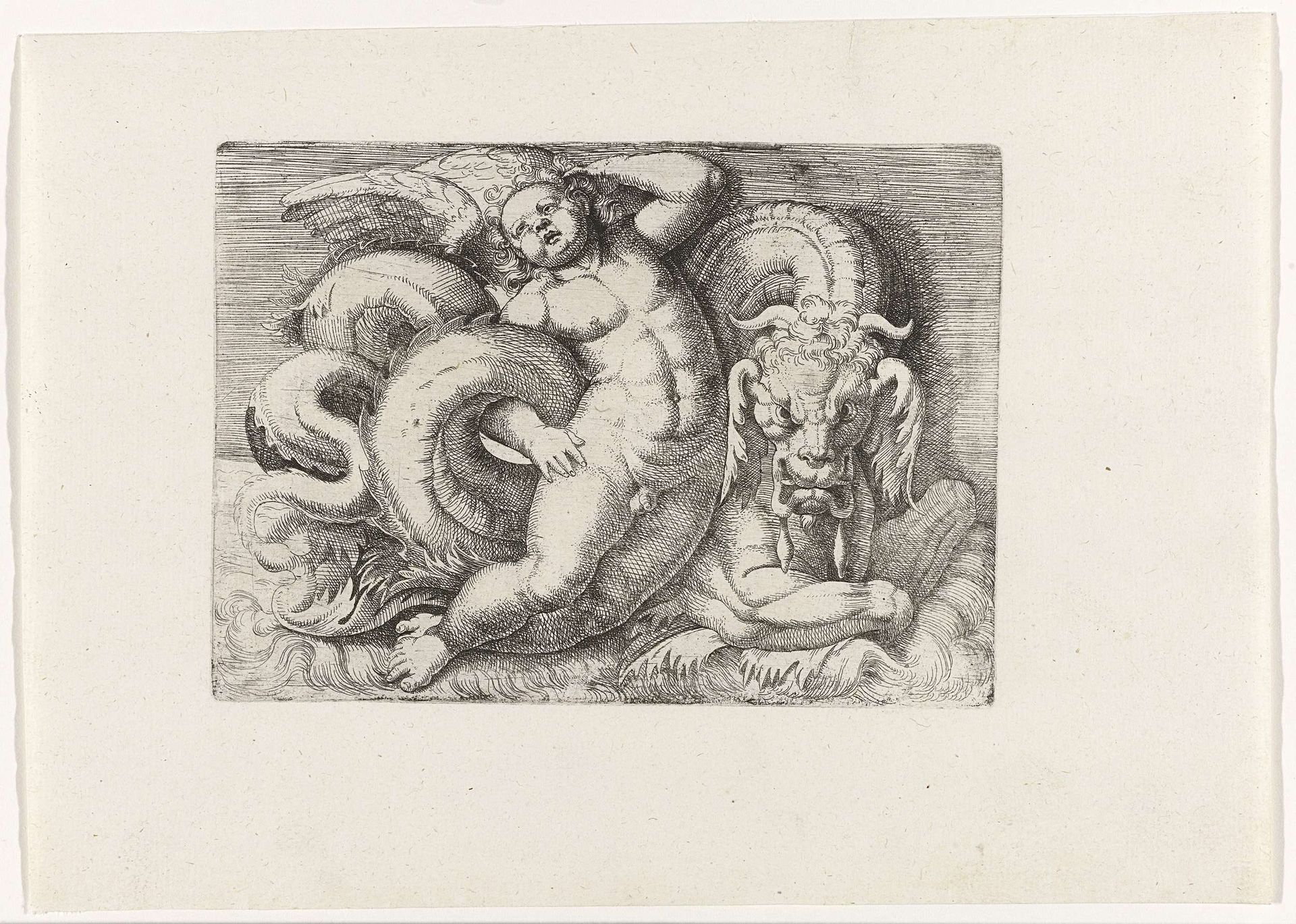 Putto rijdend op zeemonster by Giovanni Andrea Maglioli