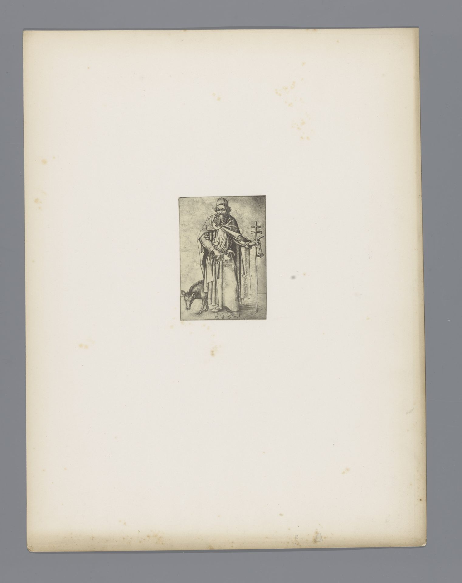 Reproductie van een prent van de heilige Antonius door Martin Schongauer by Simonau & Toovey