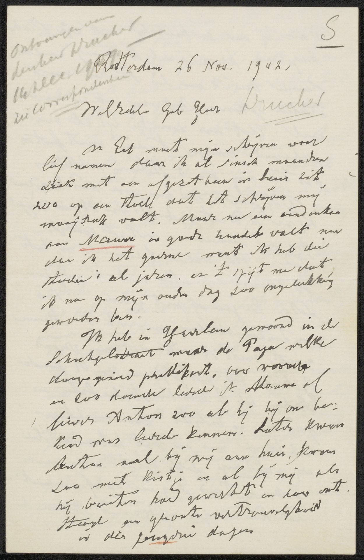Brief aan Jean Charles Joseph Drucker by Jan Striening