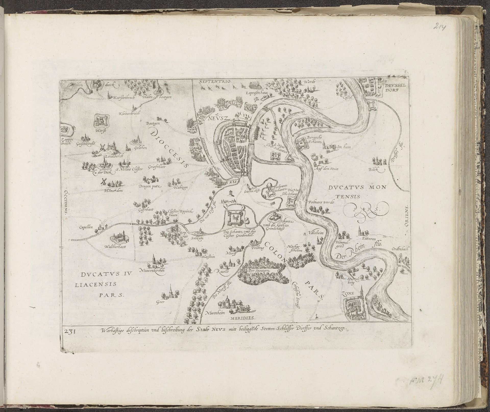 Kaart van Neuss en omgeving, 1585 by Frans Hogenberg