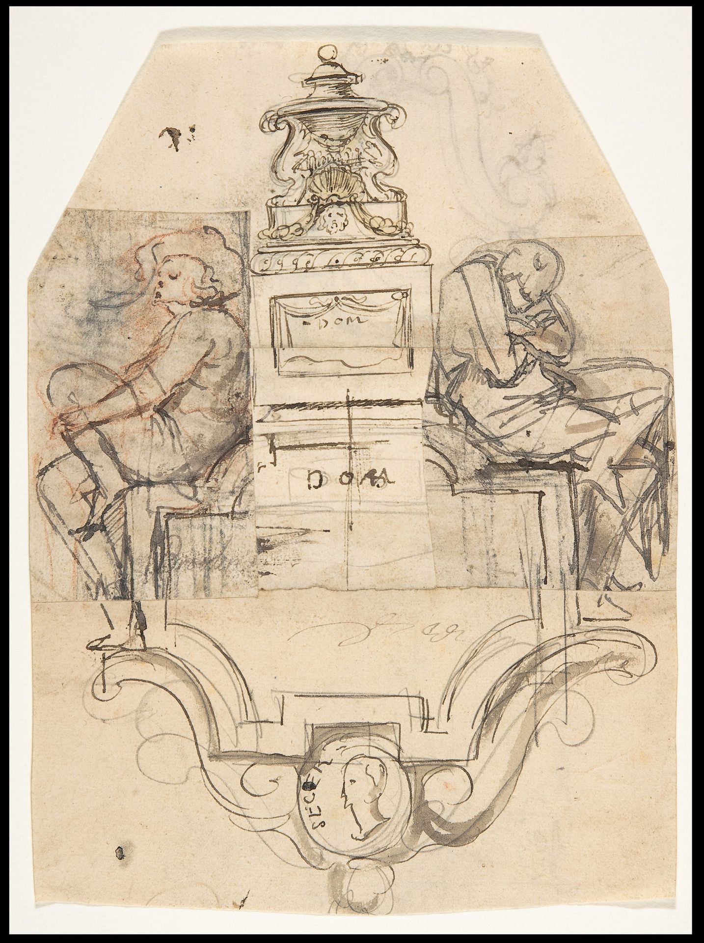 Design for a sepulchral monument; verso: Design for a monument by Pieter Verbruggen the Younger