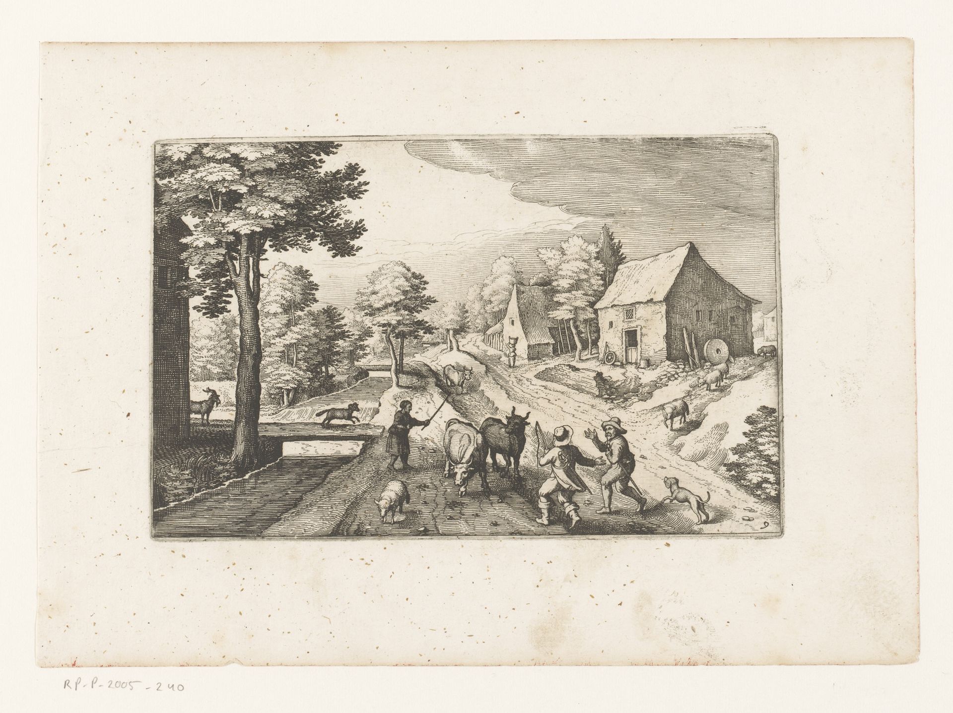Landweg met drie herders met vee by Matthäus (I) Merian