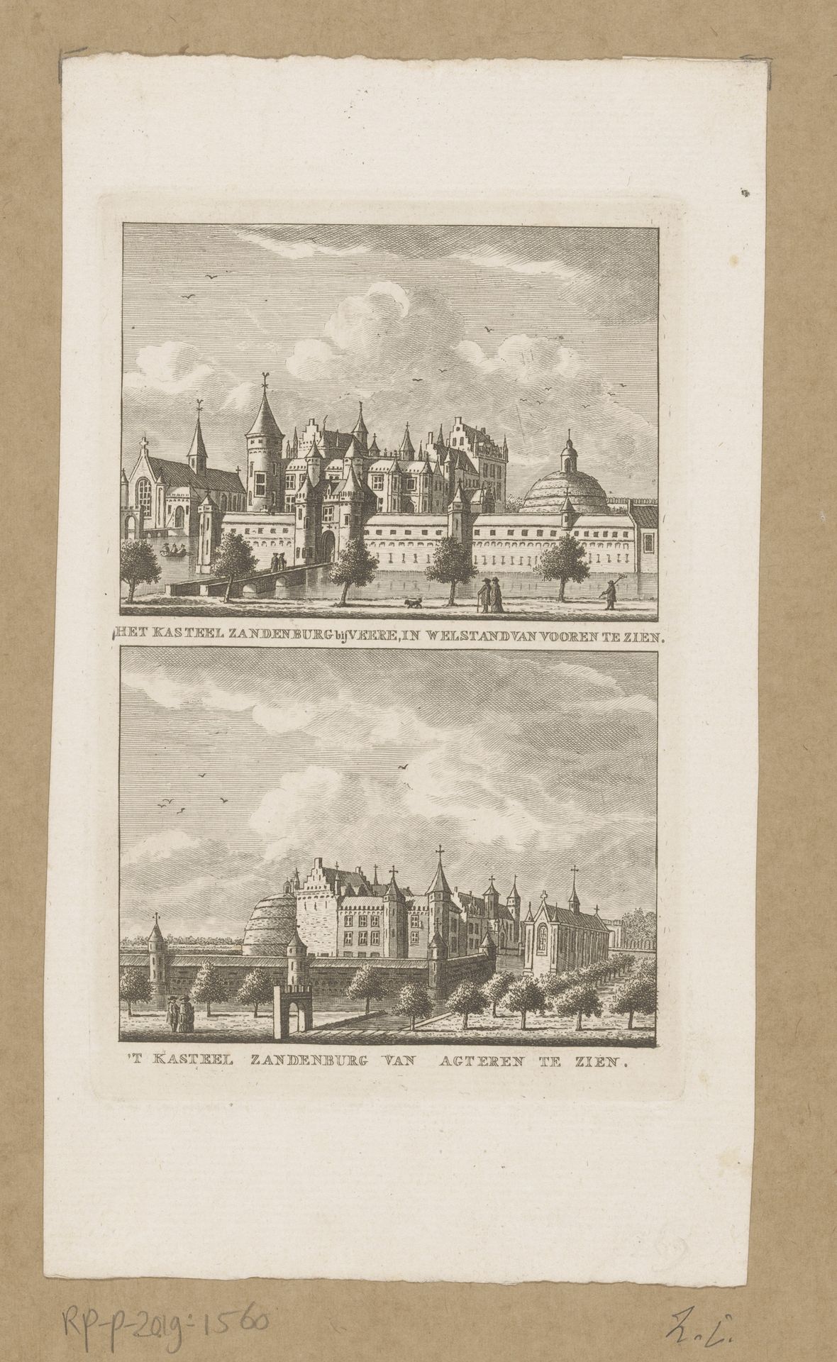 Twee gezichten op Slot Zandenburg by Carel Frederik (I) Bendorp