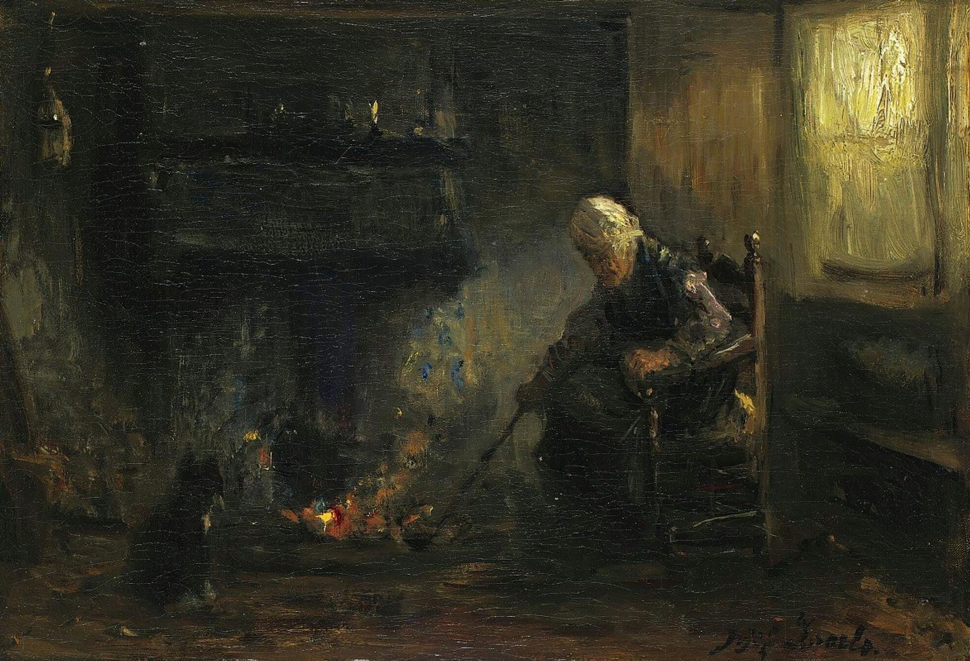 At The Hearth by Jozef Israëls