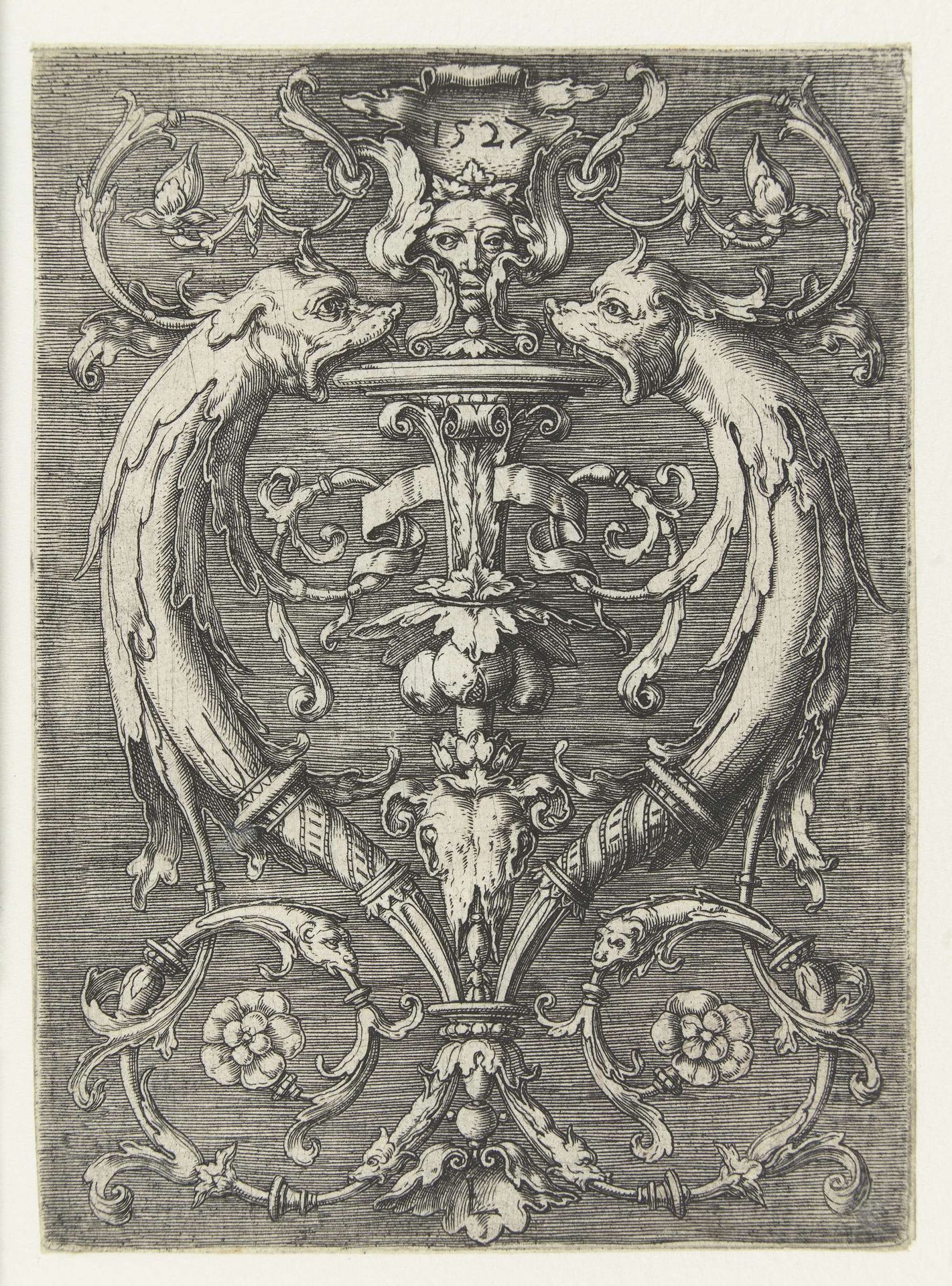 Ornament met twee dolfijnen by Lucas van Leyden
