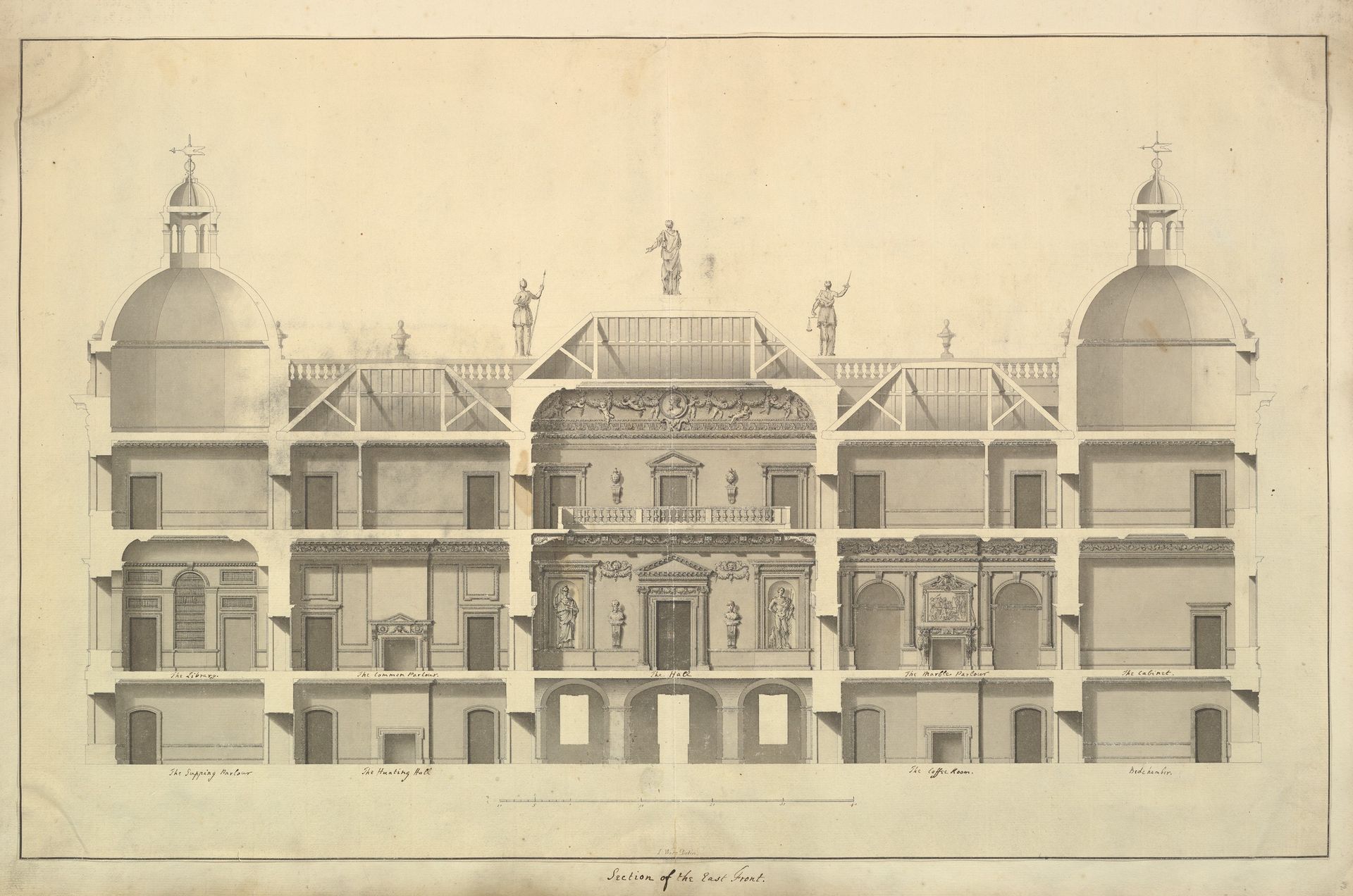 Section of the East Front, Houghton Hall, Norfolk by Isaac Ware