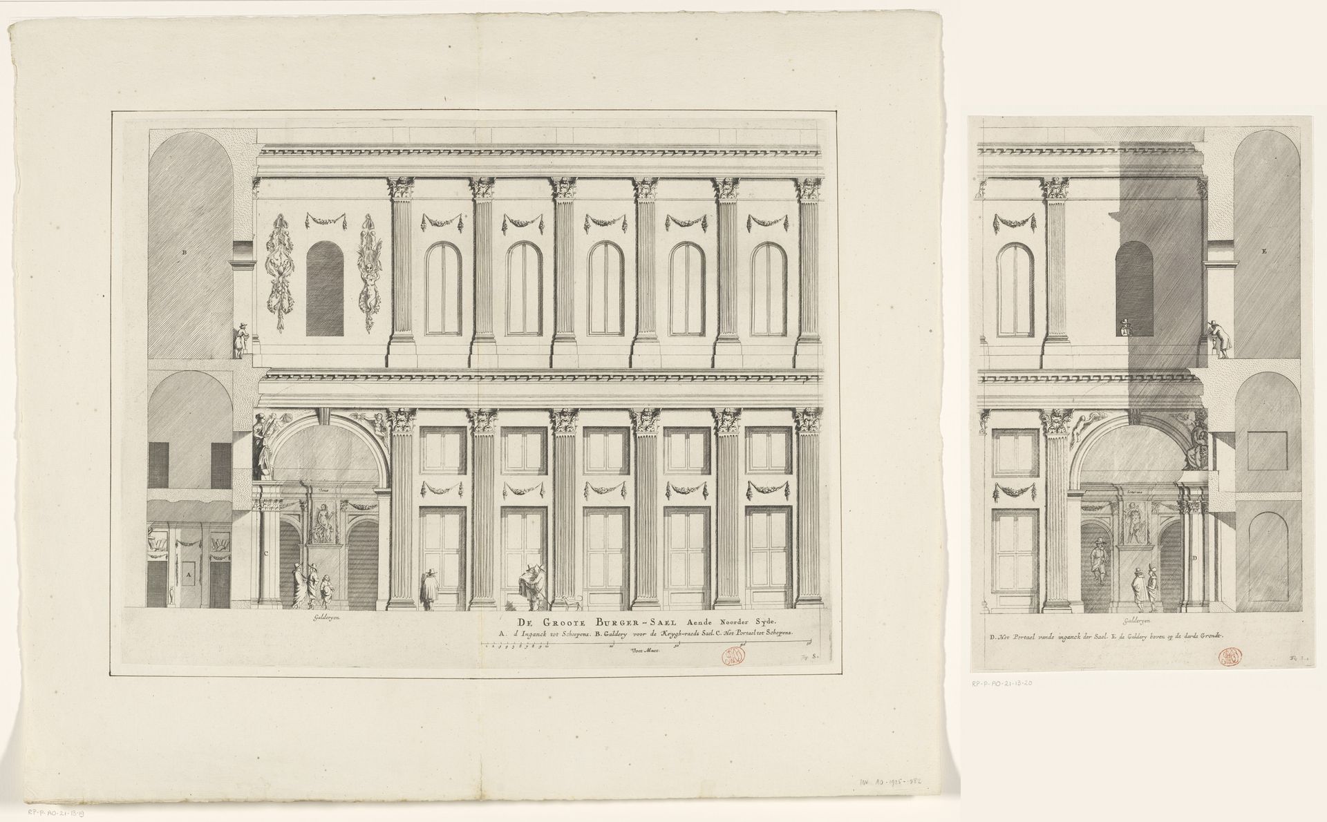 Noordzijde van de Burgerzaal in het Stadhuis op de Dam by Dancker Danckerts