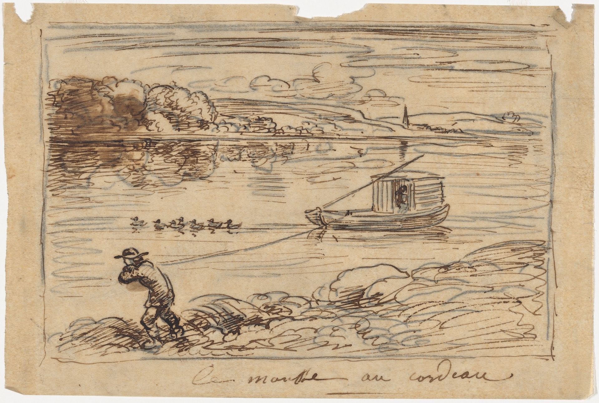 Cabin Boy Hauling the Tow-Rope or Hauling by Rope by Charles François Daubigny