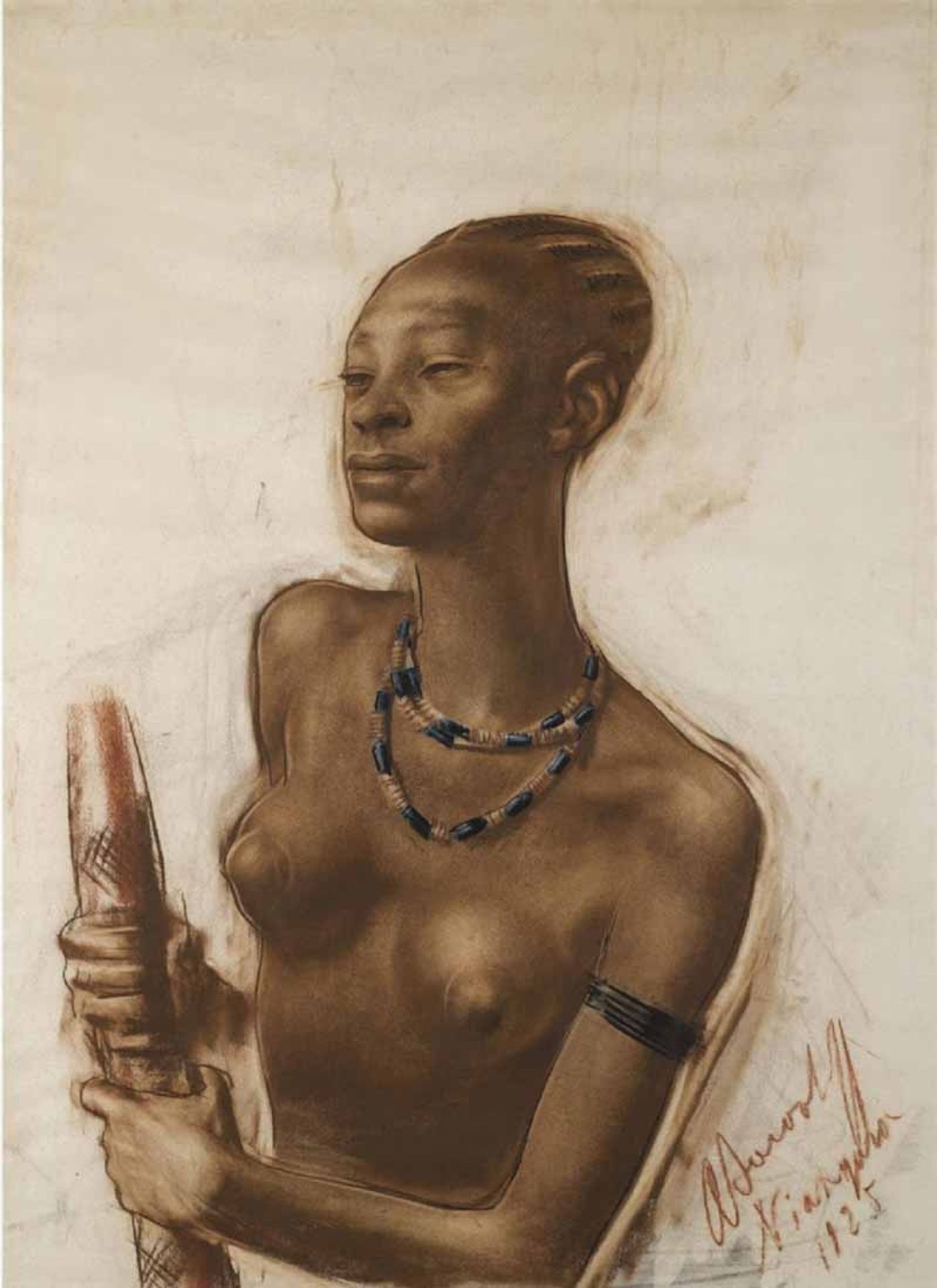 Portrait of mangbetu woman by Alexandre Jacovleff