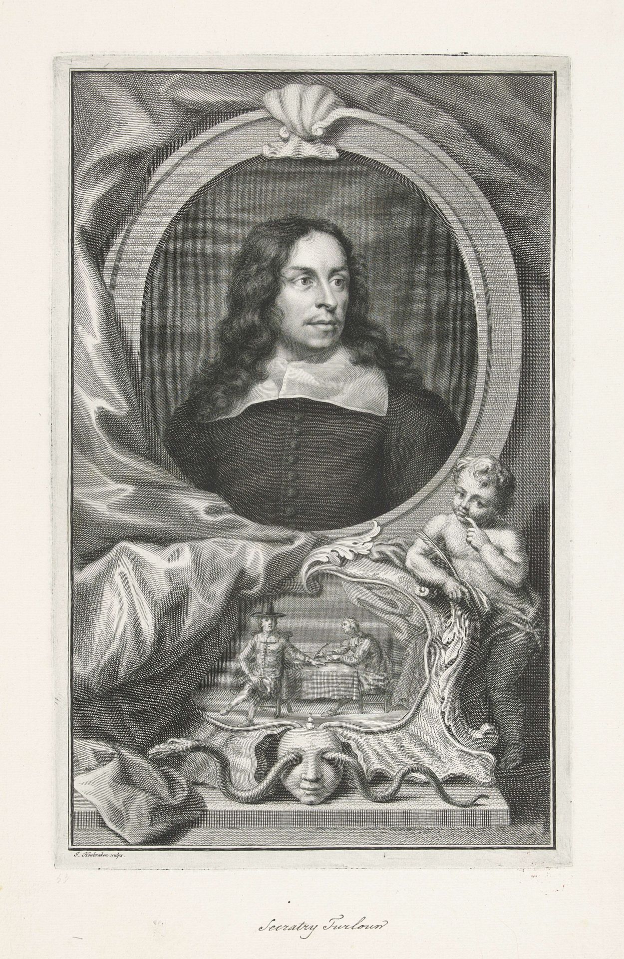 Portret van John Thurloe by Jacob Houbraken