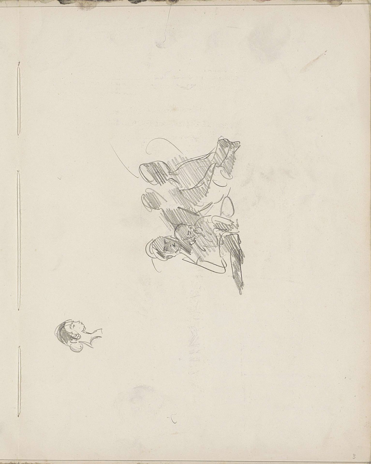 Zittende figuren en een vrouwenhoofd by Isaac Israels