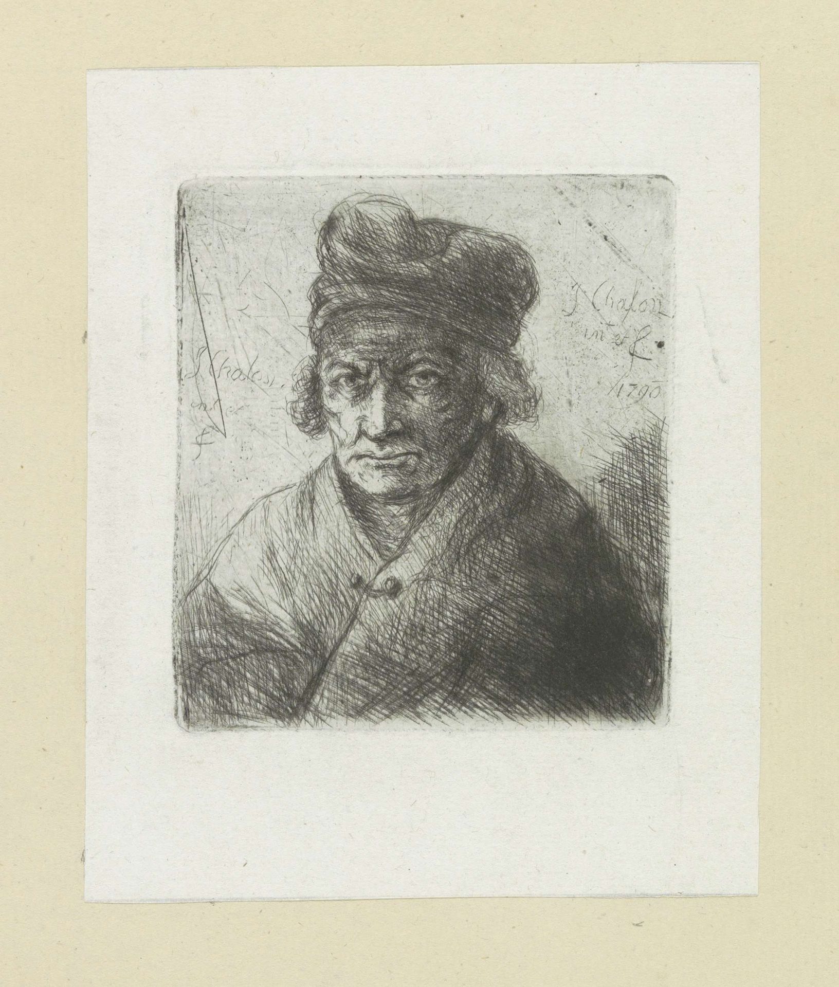 Oude man met muts by Jan Chalon