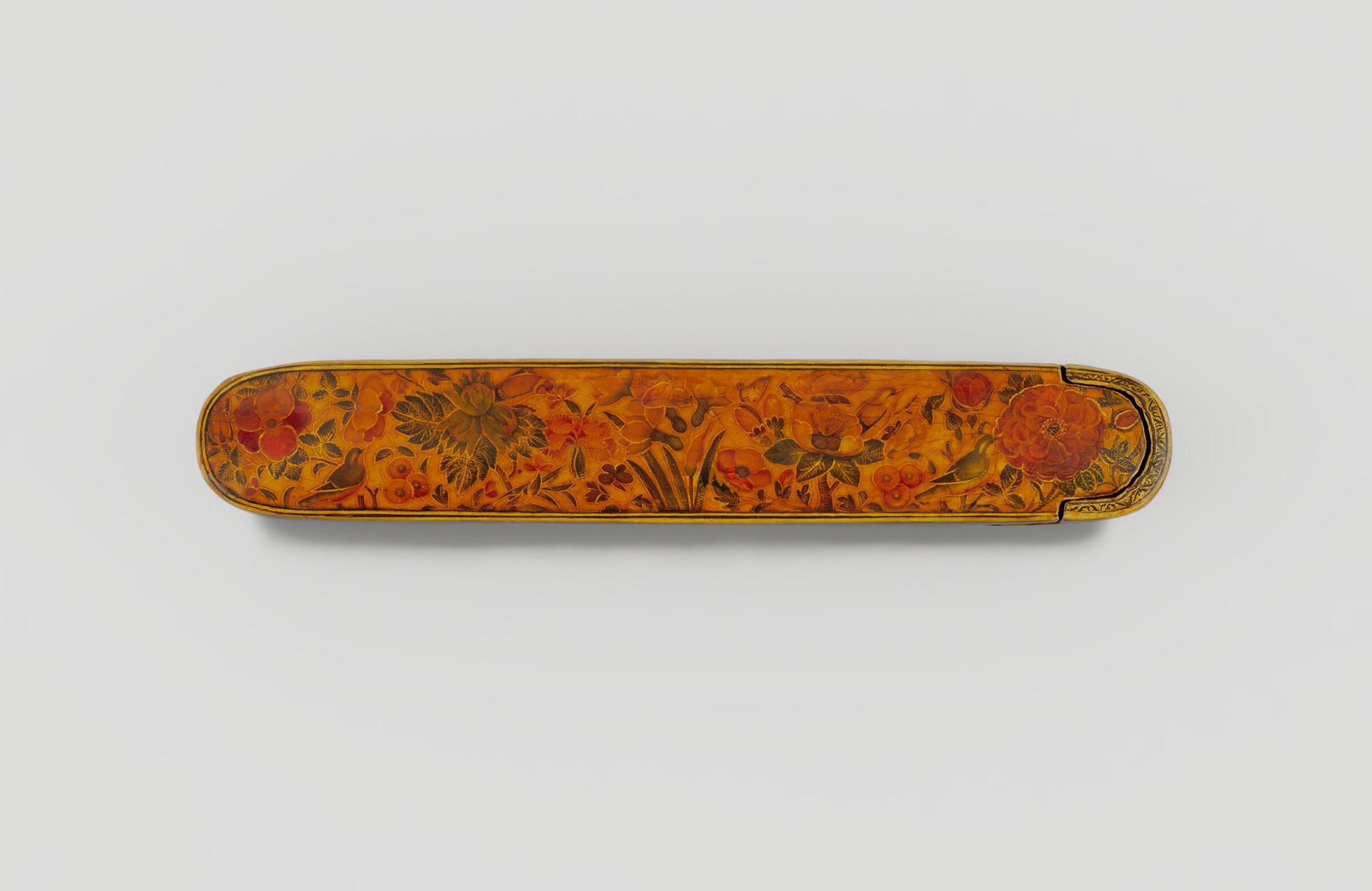 Pen Box with Flowers, Birds, and Hazelnuts by 'Ali Ashraf