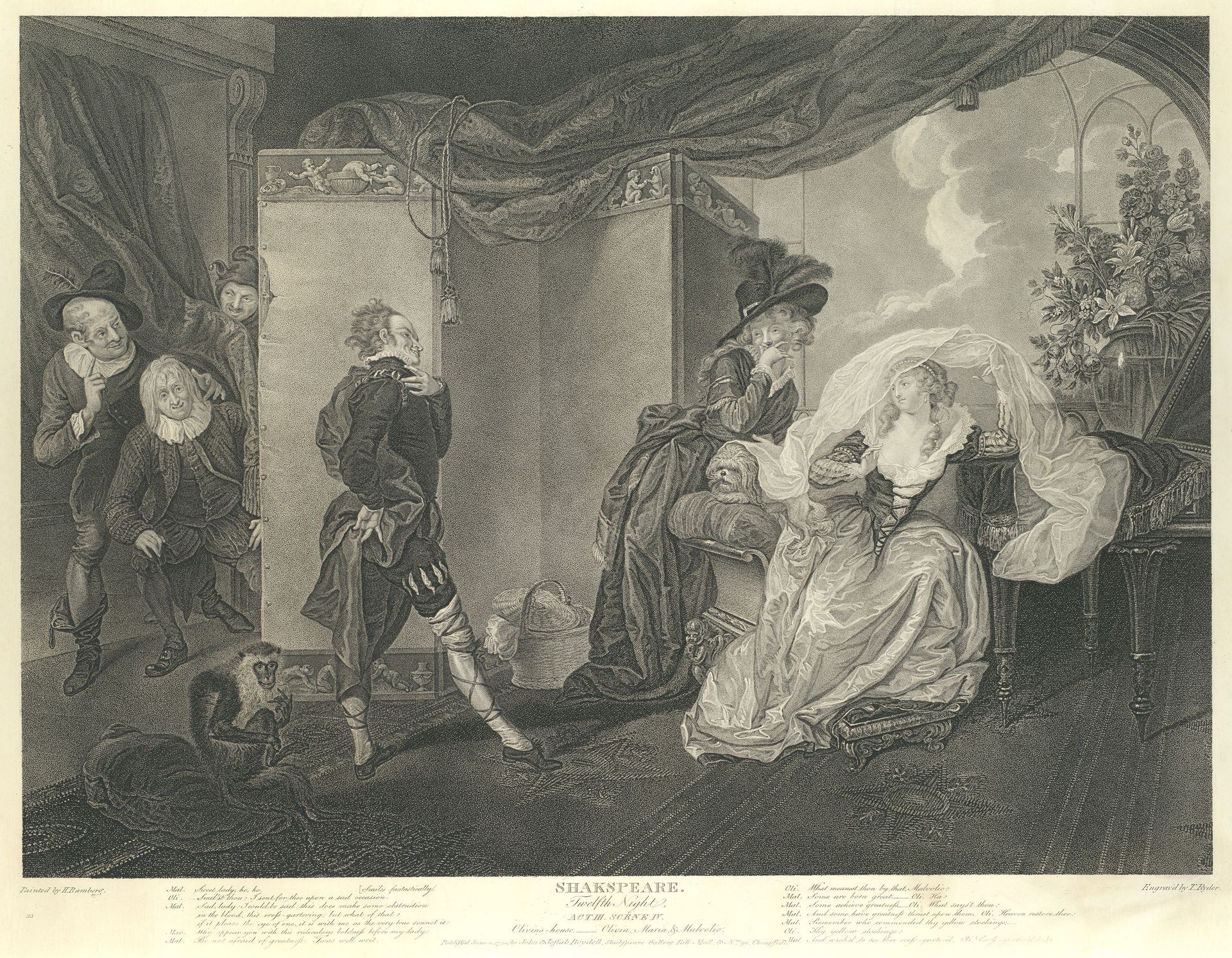 Olivia's House - Olivia, Maria and Malvolio (Shakespeare, Twelfth Night, Act 3, Scene 4) by Thomas Ryder I