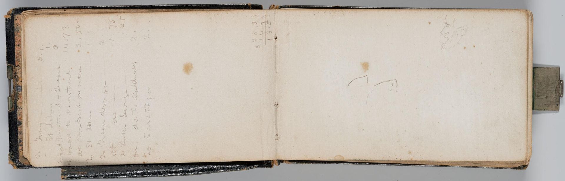 Male Profile Sketch; Indeterminate Sketch; verso: Distorted Heads by Sanford Robinson Gifford