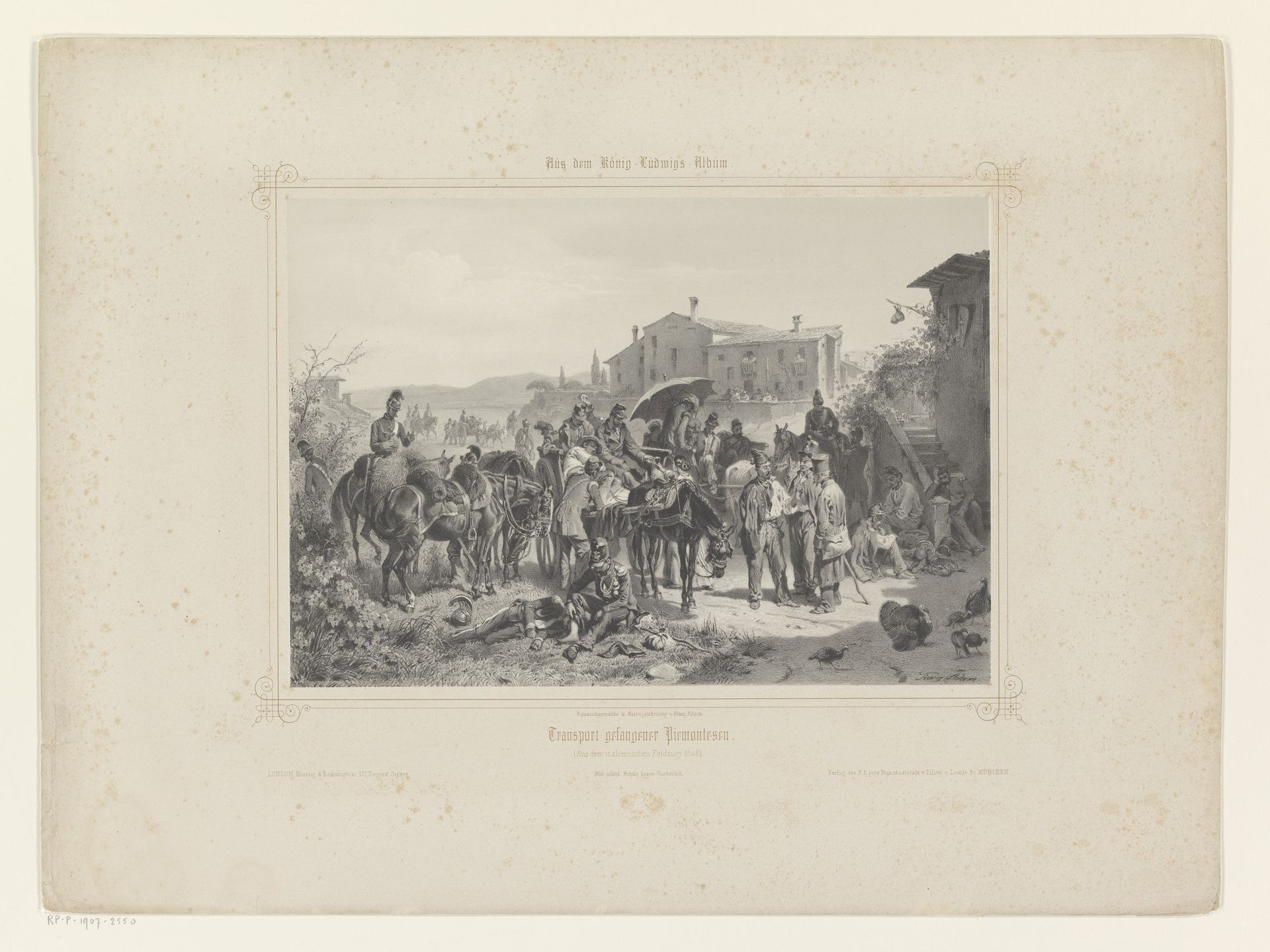 Transport van gevangenen in Piemonte by Franz Adam