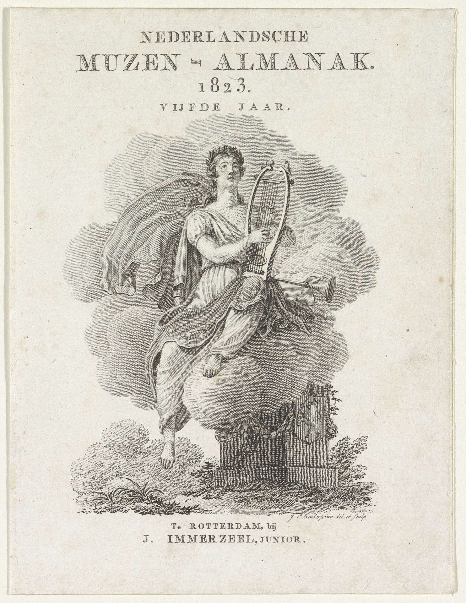 Titelpagina voor: Nederlandsche Muzen-Almanak 1823 by Johannes Christiaan Bendorp