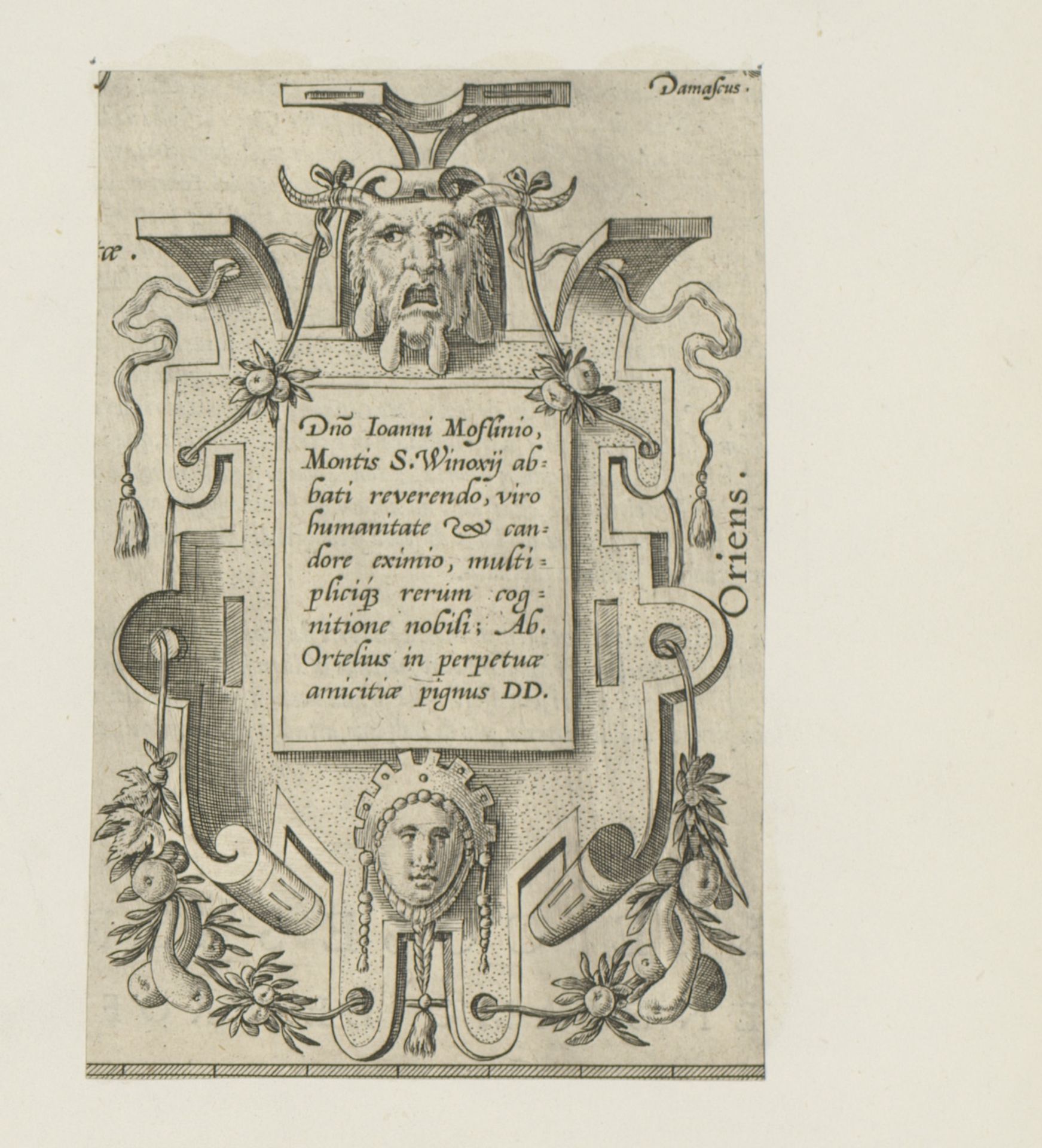 Cartouche met saterskop en vrouwenmasker by Anonymous