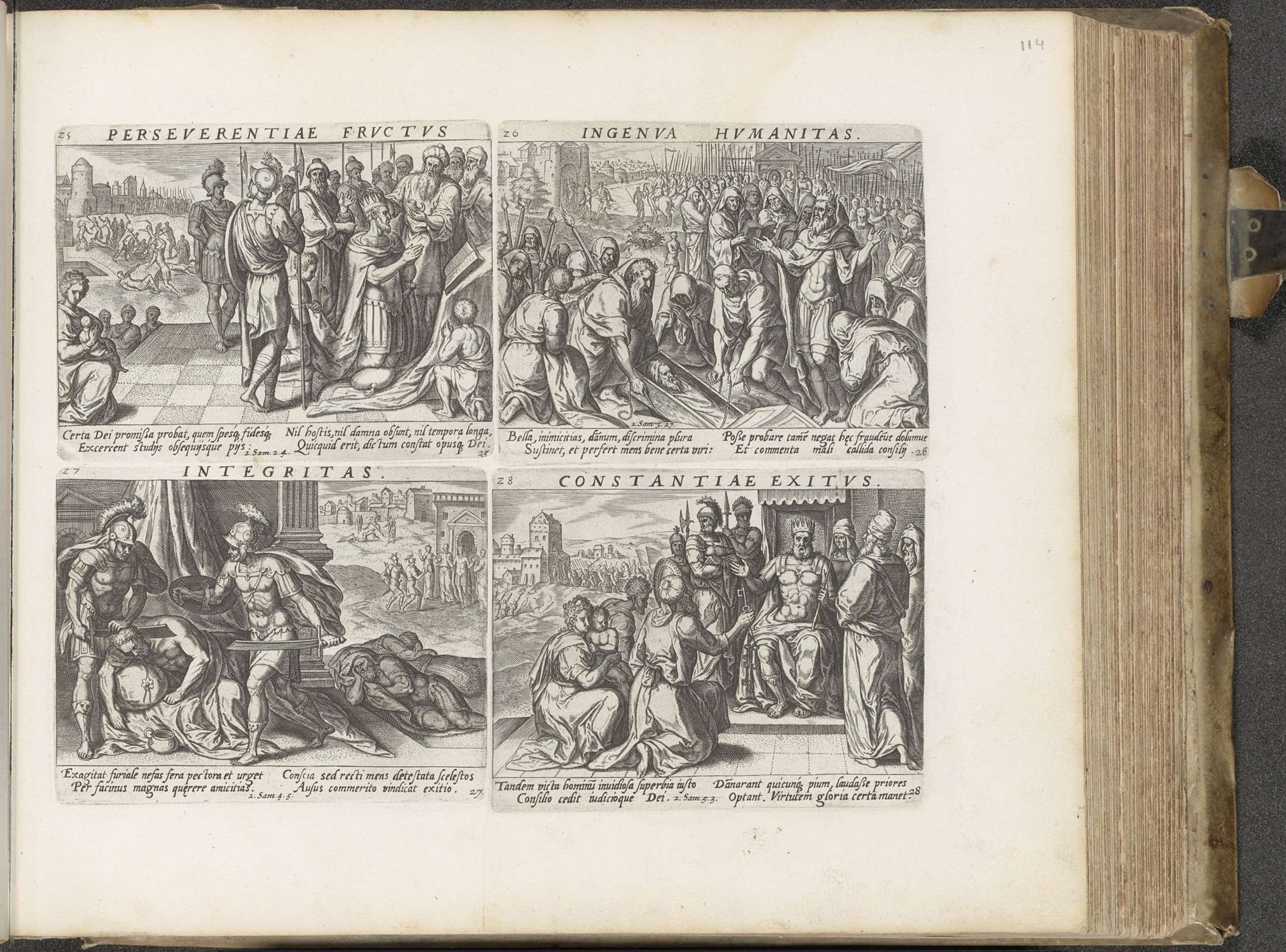 David gezalfd tot koning van Juda / Abner in Hebron begraven / Isboset vermoord / David als koning van Israël by Johann Sadeler I