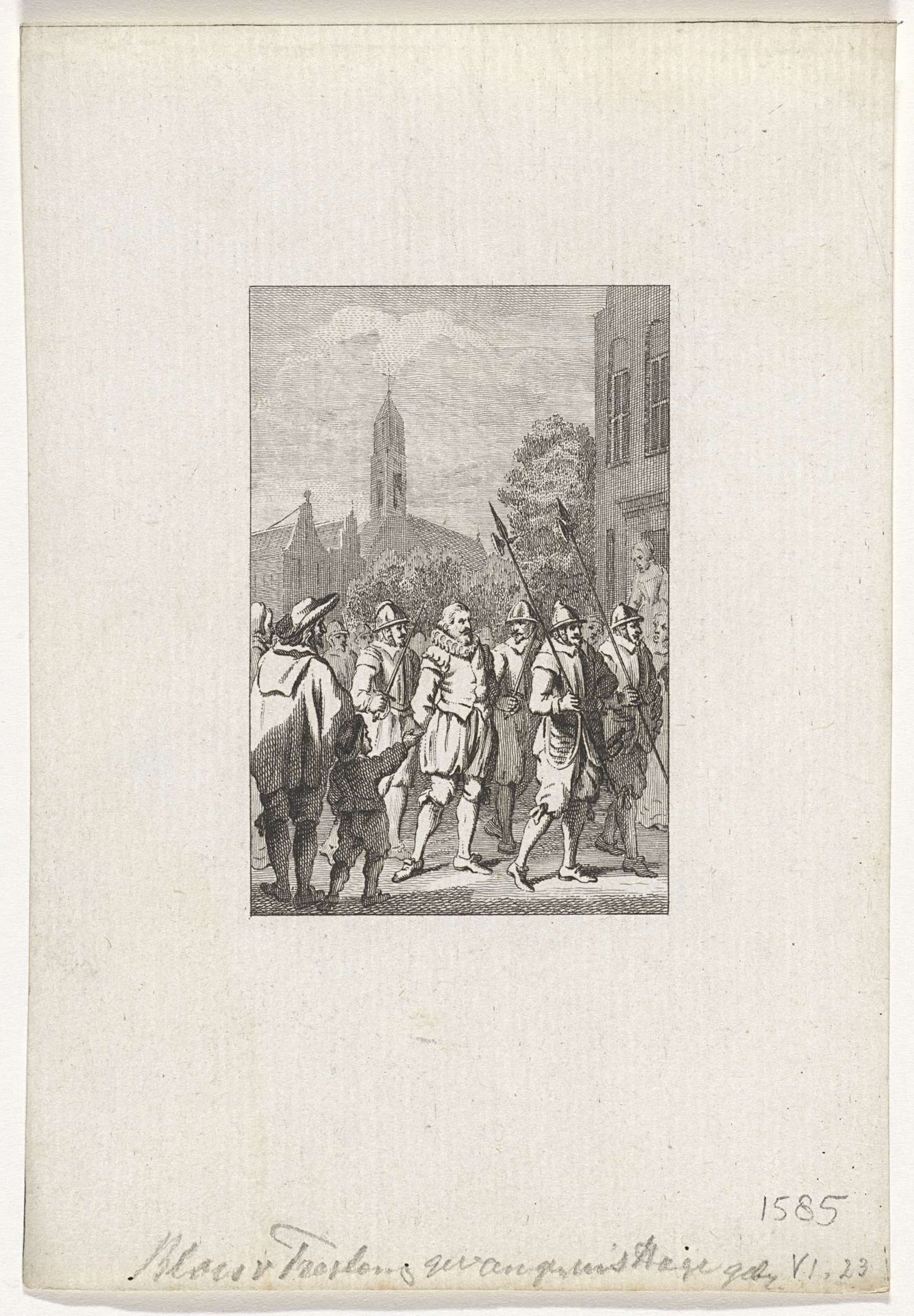 Admiraal Blois van Treslong gevangen genomen en naar het Gravensteen te Middelburg gebracht, 1585 by Reinier Vinkeles