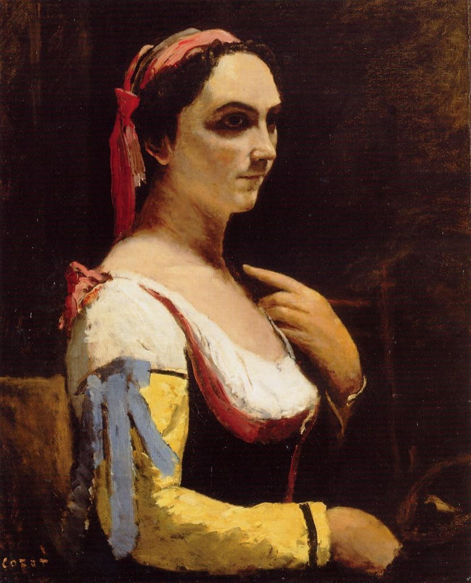 Italian Woman with a Yellow by Camille Corot