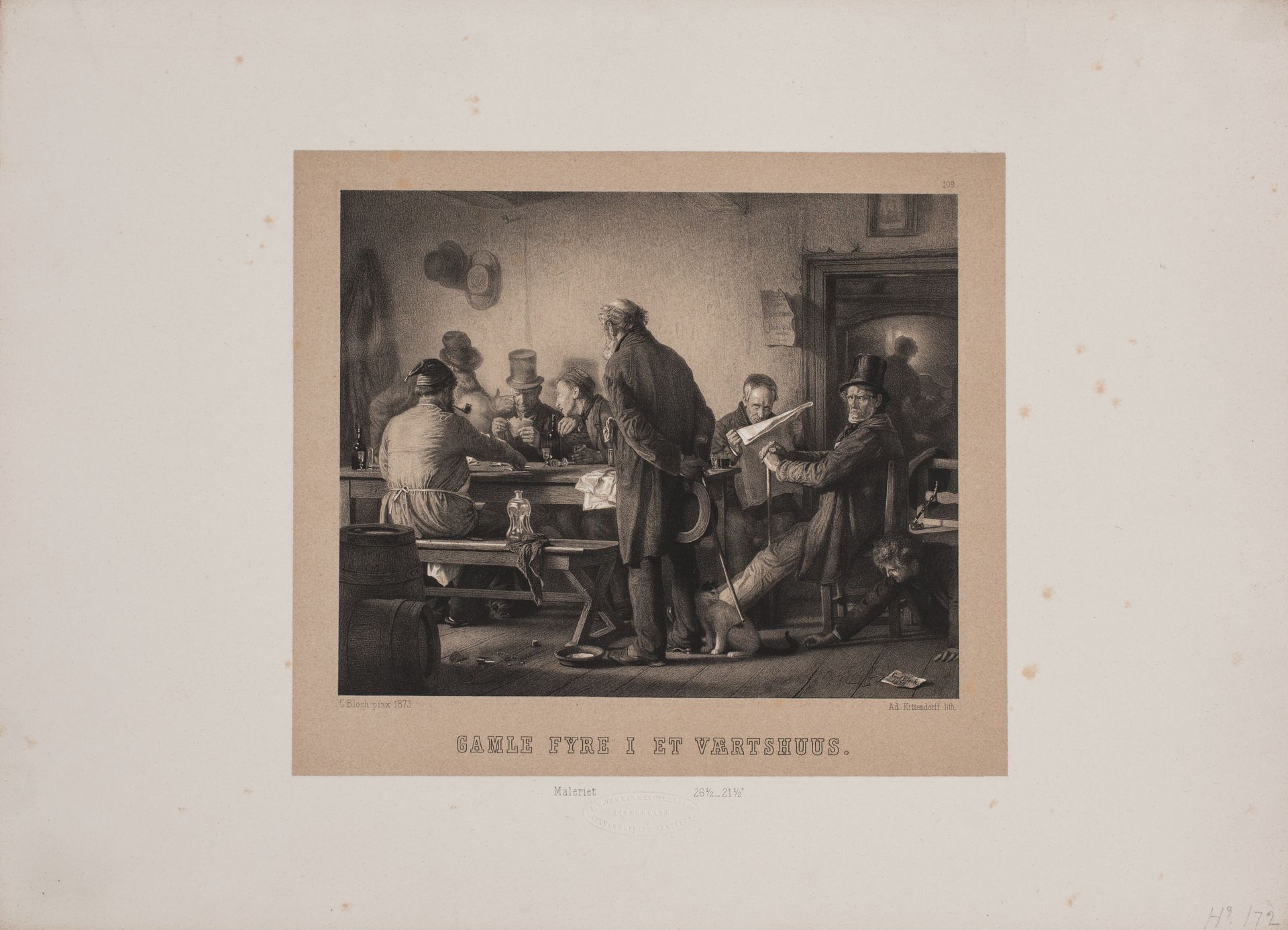 Gamle fyre i et værtshus by Adolph Kittendorff