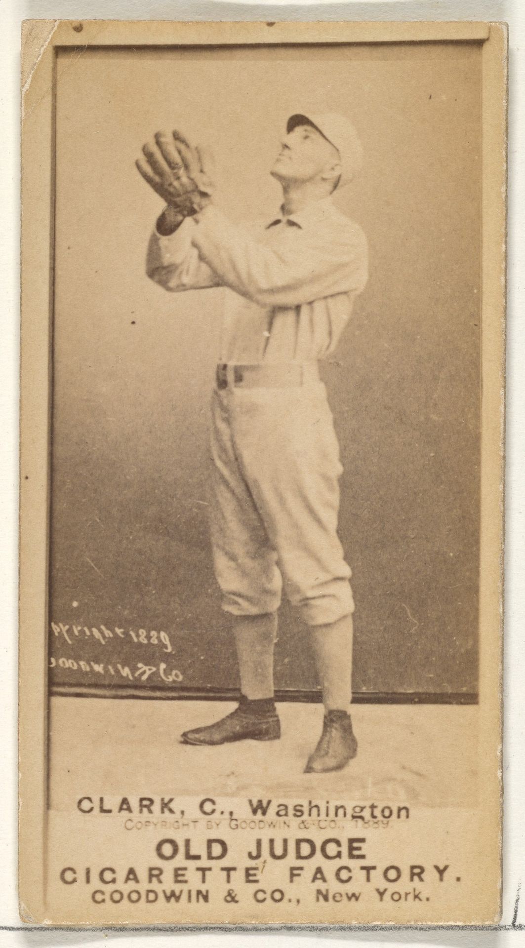 Owen F. "Spider" Clark, Catcher, Washington Nationals, from the Old Judge series (N172) for Old Judge Cigarettes by Goodwin & Company
