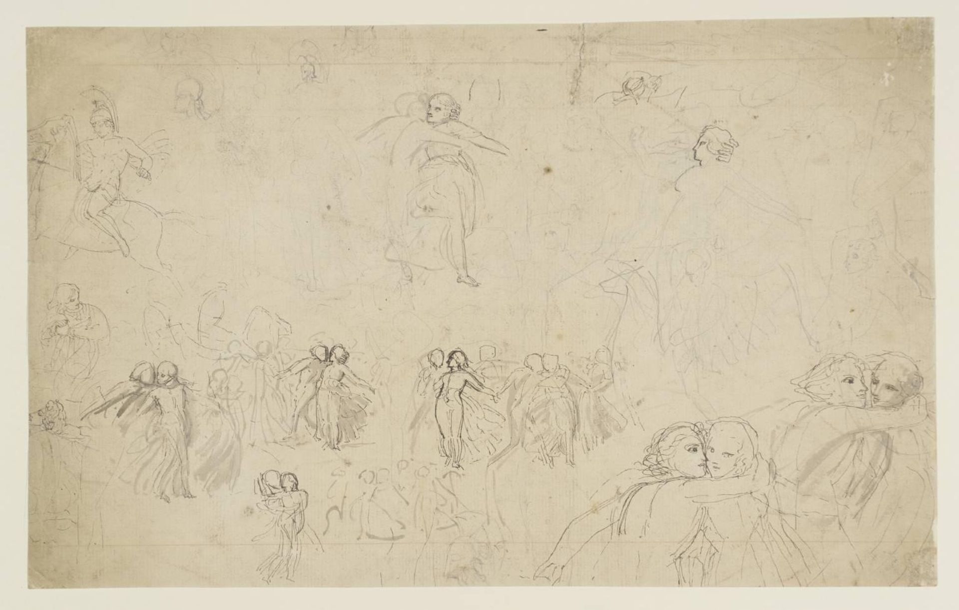 Groups of Dancing Figures. Verso: Studies of Seated and Other Figures by Thomas Stothard