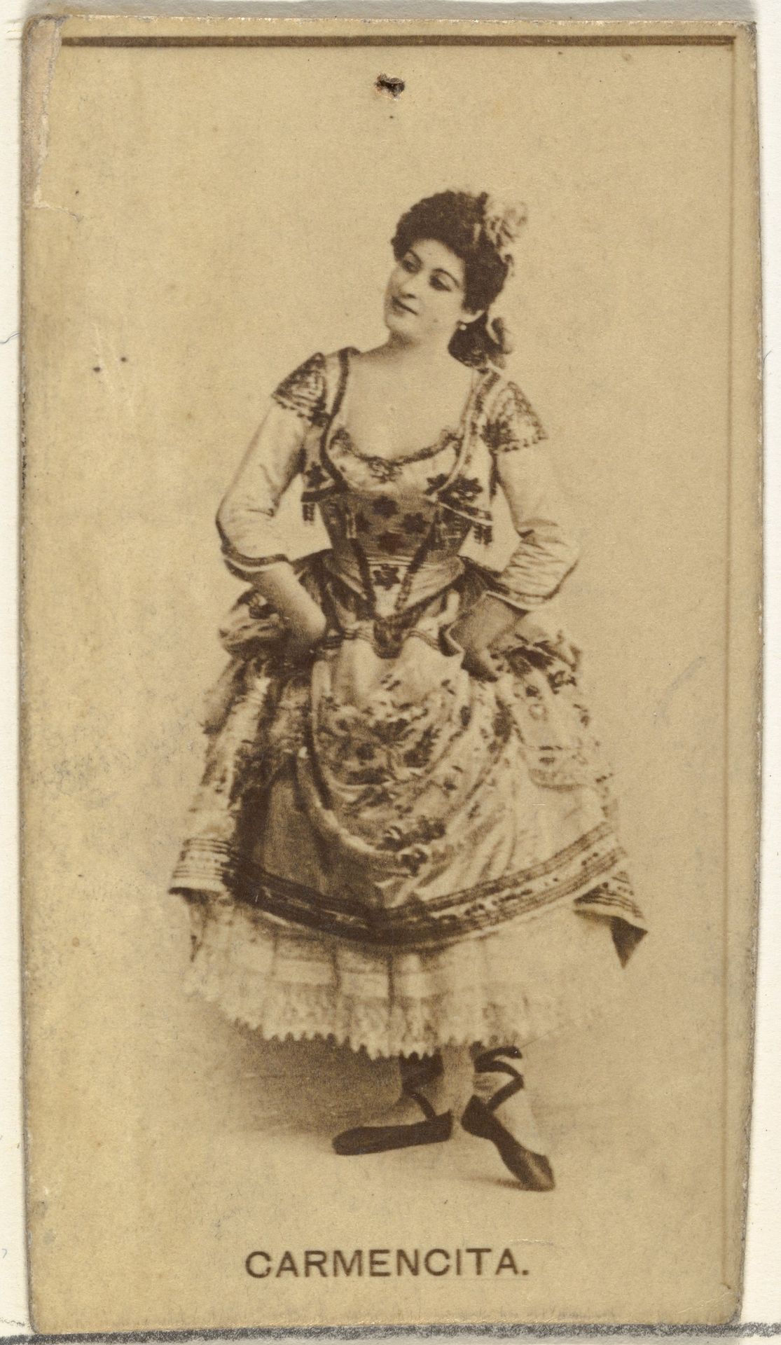 Carmencita, from the Actors and Actresses series (N145-8) issued by Duke Sons & Co. to promote Duke Cigarettes by W. Duke, Sons & Co.