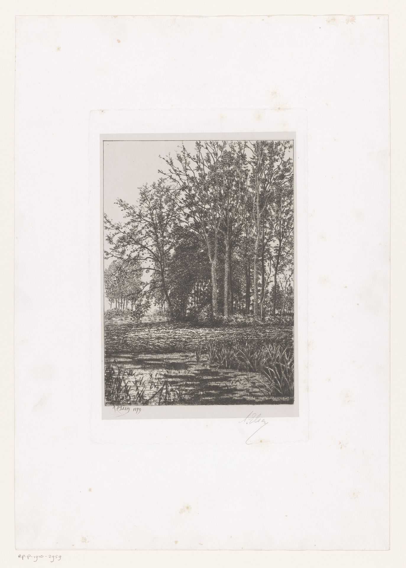 Landschap met water en bomen by Alfred Elsen