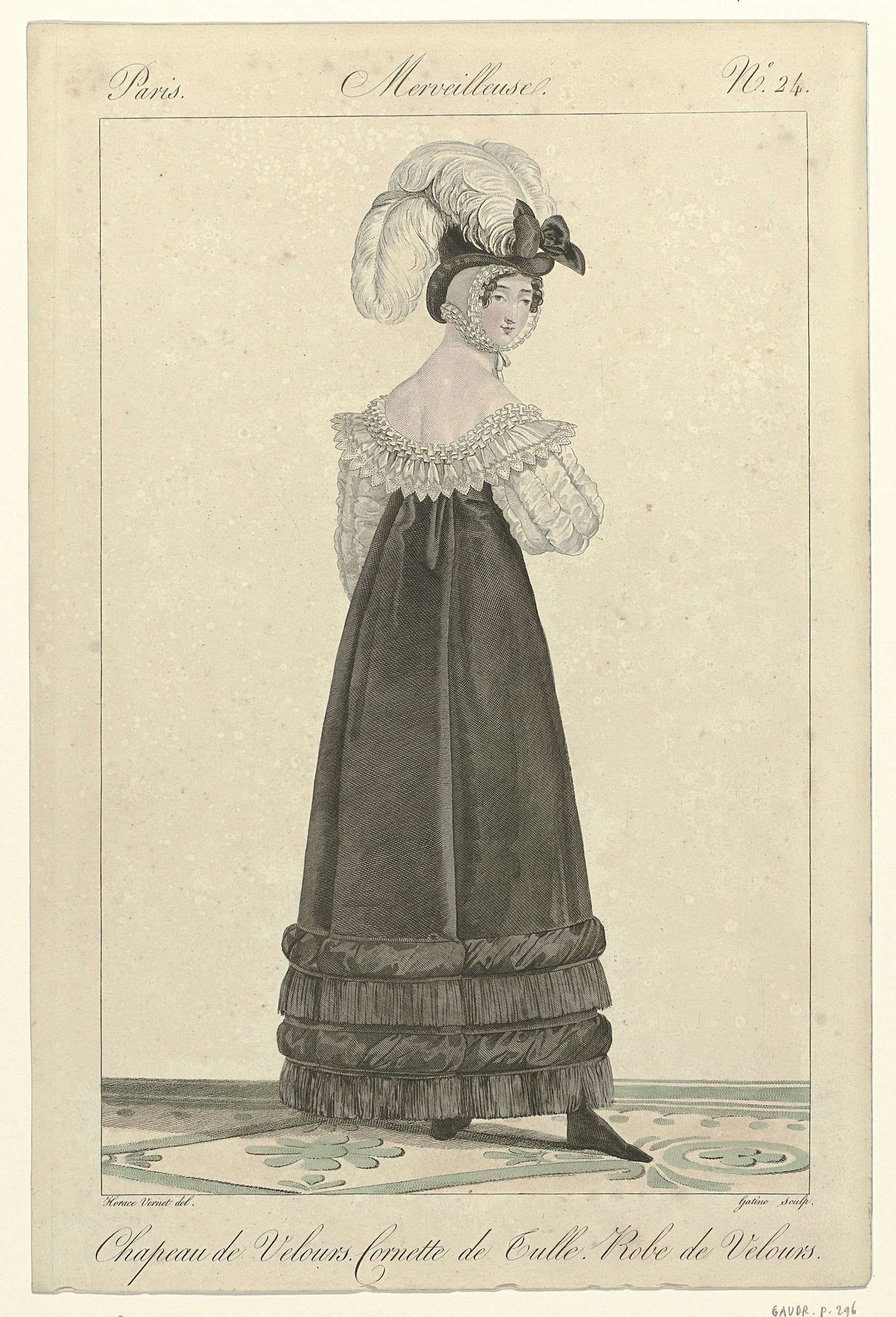 Incroyables et Merveilleuses, 1815, Merveilleuse, No. 24: Chapeau de Velours (...) by Georges Jacques Gatine