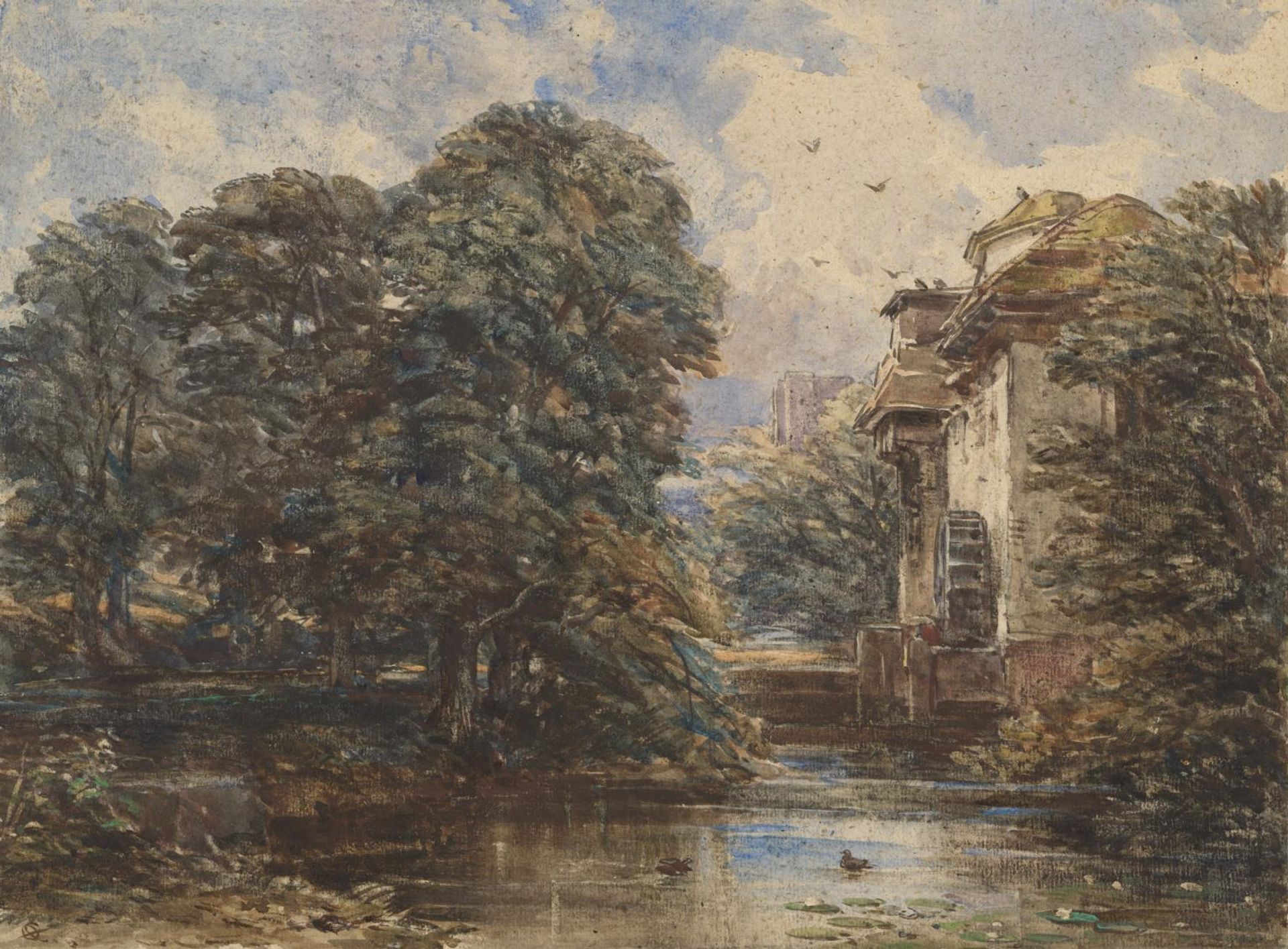 Stream and Water Mill by  George Cattermole