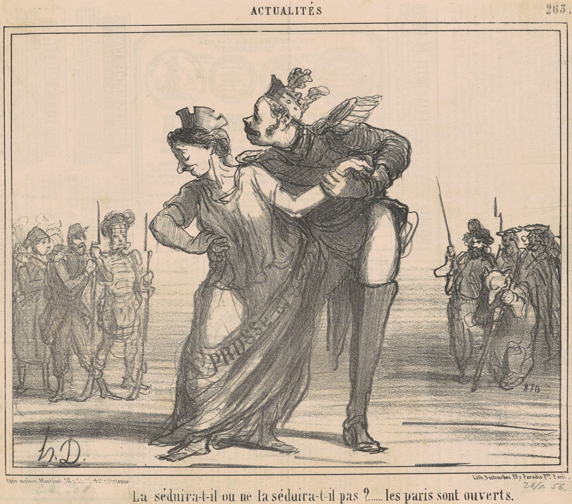 Le séduira-t-il? Les Paris sont ouverts by Honoré Daumier