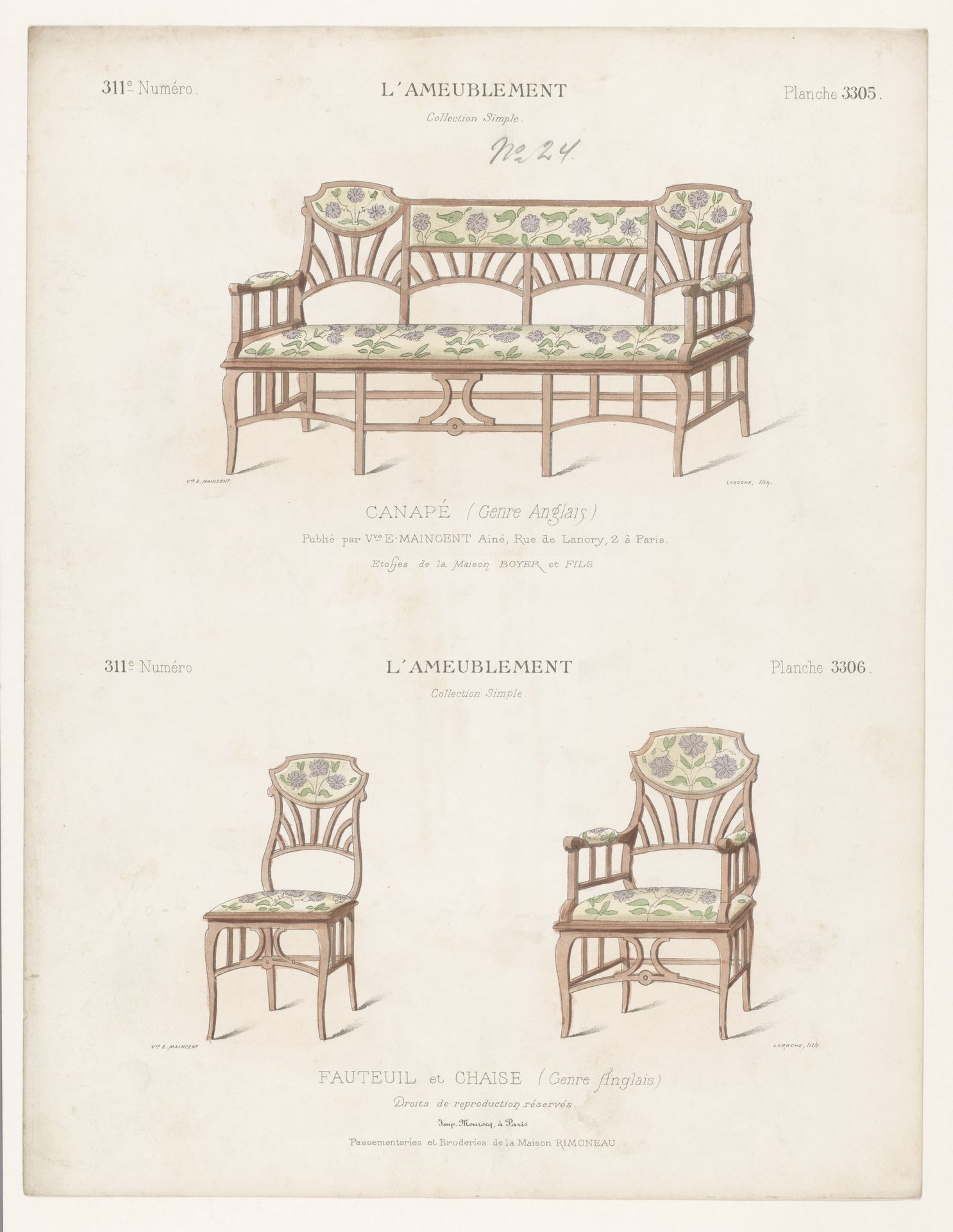 Canape, fauteuil en stoel by Léon Laroche
