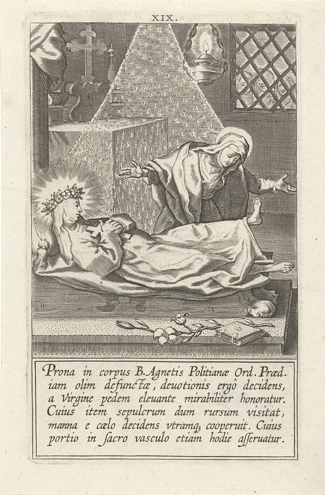 Catharina in de graftombe van de heilige Agnes by Cornelis Galle I